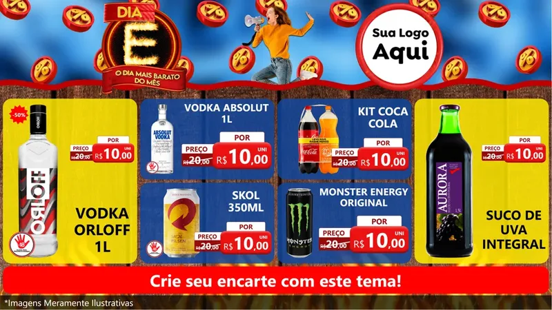 Modelo de TV para TV Horizontal com o tema Dia E - O Dia Mais Barato Do Mês para Distribuidora de bebidas