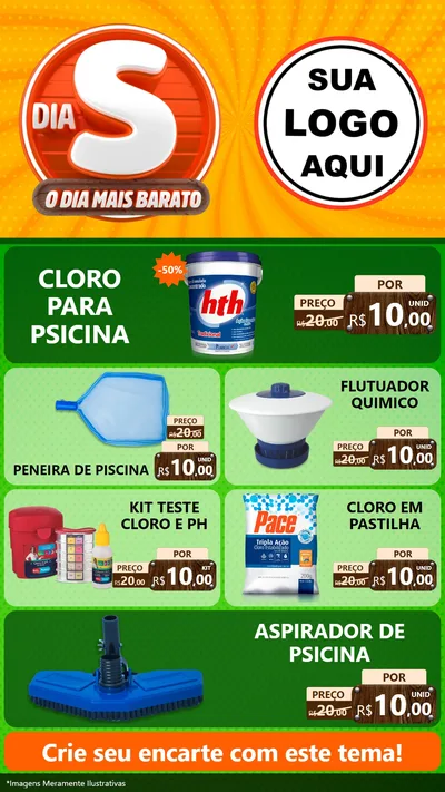 Modelo de TV para TV Vertical com o tema Dia S - O Dia Mais Barato para Produtos para Piscina