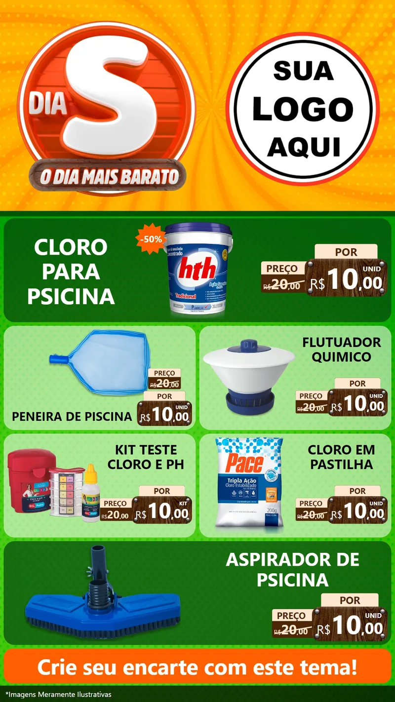 Modelo de TV para TV Vertical com o tema Dia S - O Dia Mais Barato para Produtos para Piscina