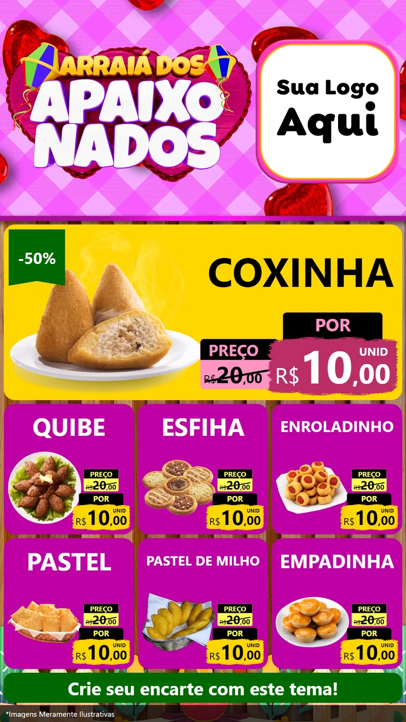 Modelo de Rede Social para Stories com o tema Arraiá dos Apaixonados para Salgadaria
