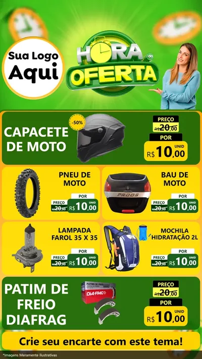 Modelo de TV para TV Vertical com o tema Hora da Oferta para Moto peças
