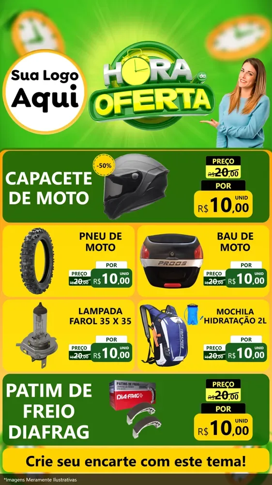 Modelo de TV para TV Vertical com o tema Hora da Oferta para Moto peças