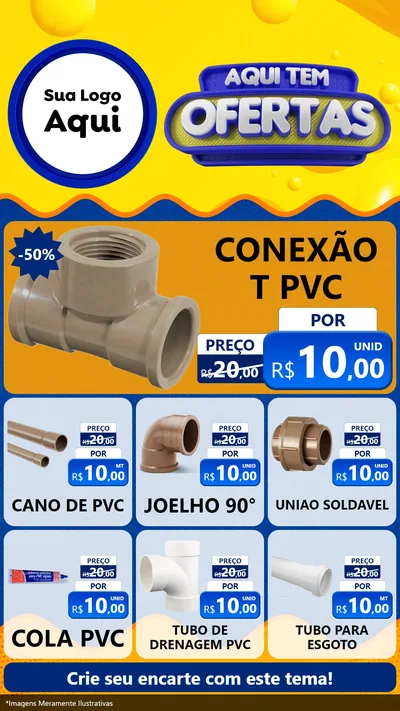 Modelo de Rede Social para Stories com o tema Aqui Tem Ofertas para Tubos e conexões