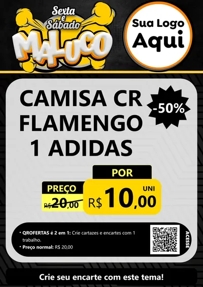 Modelo de Cartaz para Cartaz A4 Vertical com o tema Sexta e Sábado Maluco para Roupas e acessórios