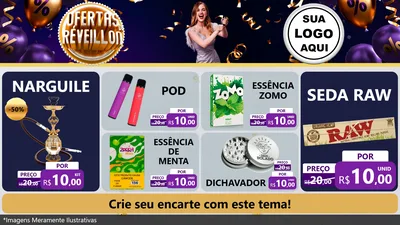 Modelo de TV para TV Horizontal com o tema Ofertas de Réveillon para Tabacaria
