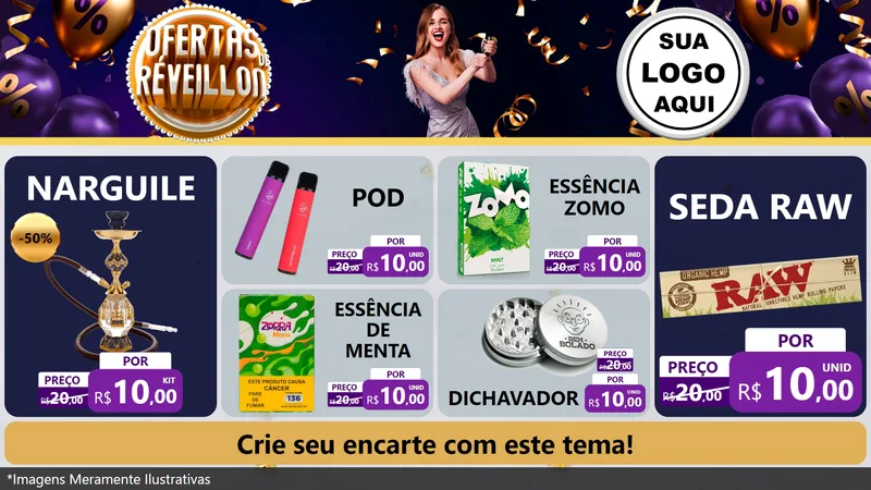 Modelo de TV para TV Horizontal com o tema Ofertas de Réveillon para Tabacaria