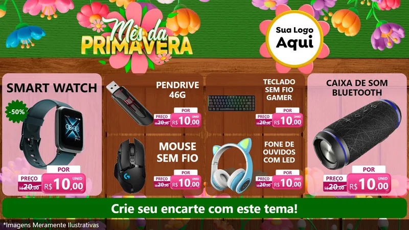 Modelo de TV para TV Horizontal com o tema Mês da Primavera para Informática