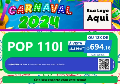 Modelo de Cartaz para Cartaz A4 Horizontal com o tema Carnaval 2027 para Concessionaria de Motos