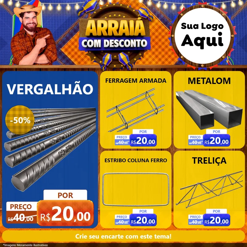 Modelo de Rede Social para Feed Facebook com o tema Arraiá Com Desconto para Ferragens