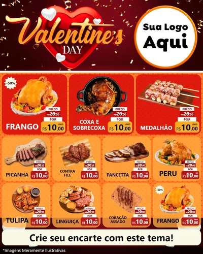 Modelo de Rede Social para Feed Instagram com o tema Valentine's Day para Assados