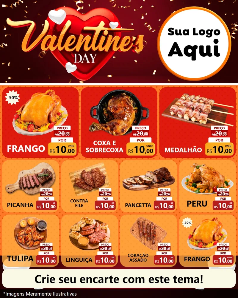 Modelo de Rede Social para Feed Instagram com o tema Valentine's Day para Assados