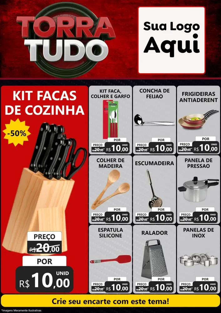 Modelo de Encarte para Encarte A4 Vertical com o tema Torra Tudo para Utilidades Domésticas