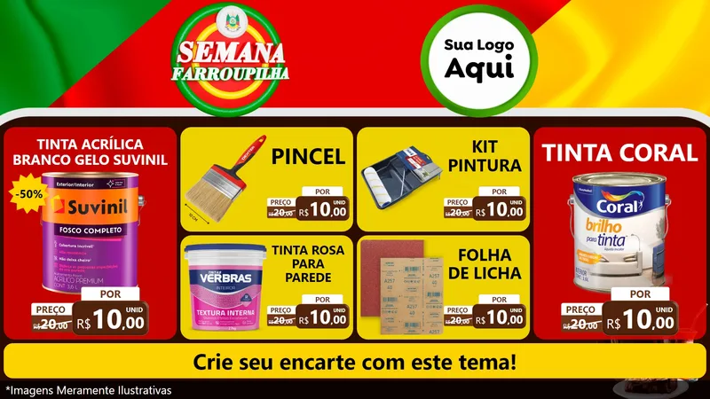 Modelo de TV para TV Horizontal com o tema Semana Farroupilha para Tintas e Ferramentas