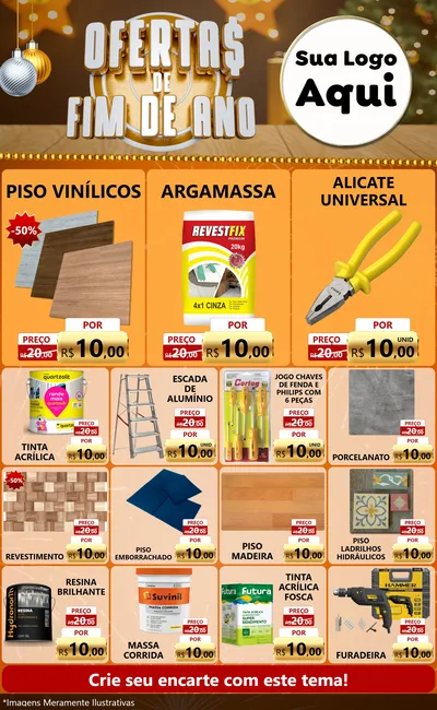 Modelo de Encarte para Encarte Grande com o tema Ofertas de Fim de Ano para Material para Construção
