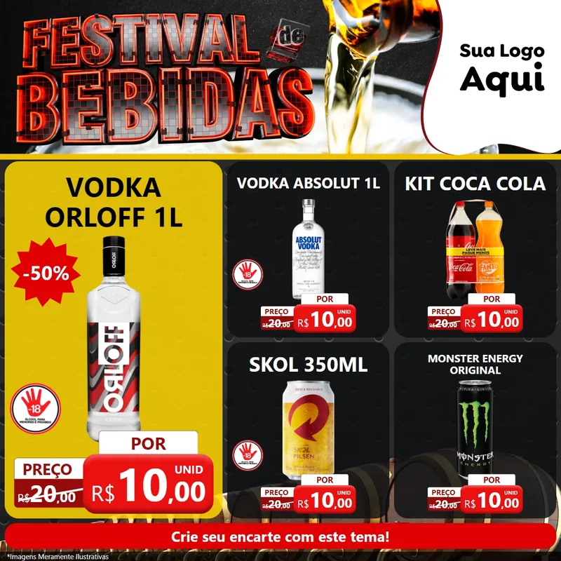 Modelo de Rede Social para Feed Facebook com o tema Festival de Bebidas para Distribuidora de bebidas