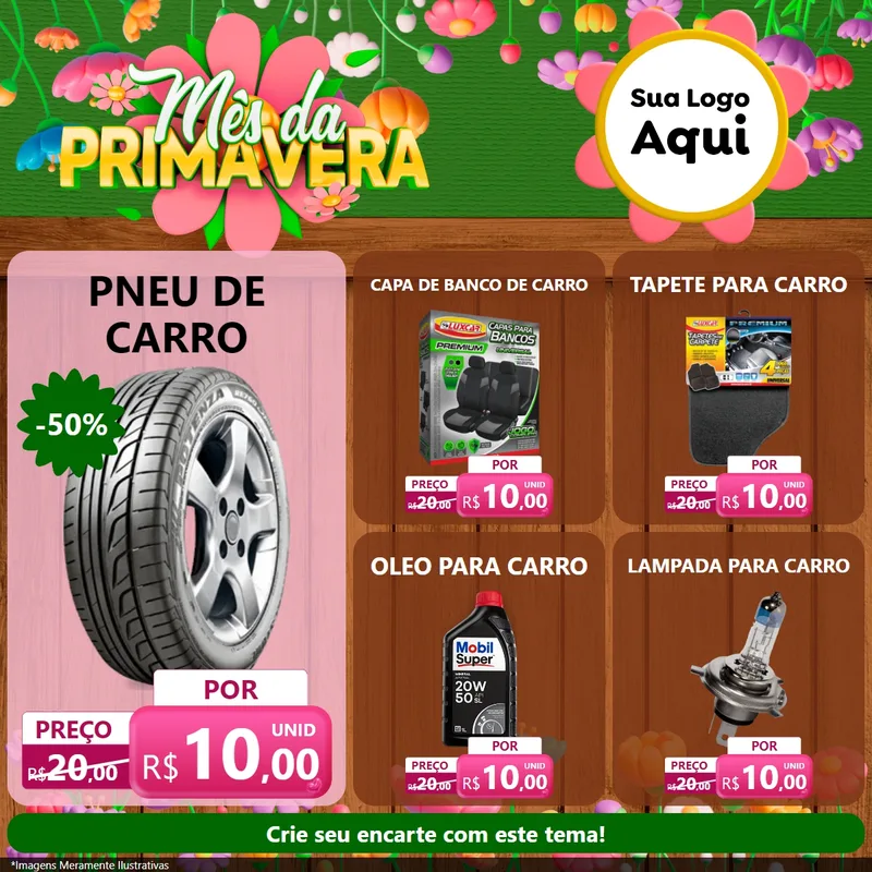 Modelo de Rede Social para Feed Facebook com o tema Mês da Primavera para Auto peças