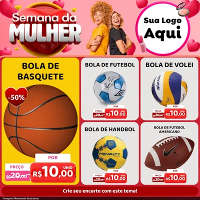 Modelo de Rede Social para Feed Facebook com o tema Semana da Mulher para Artigos Esportivos