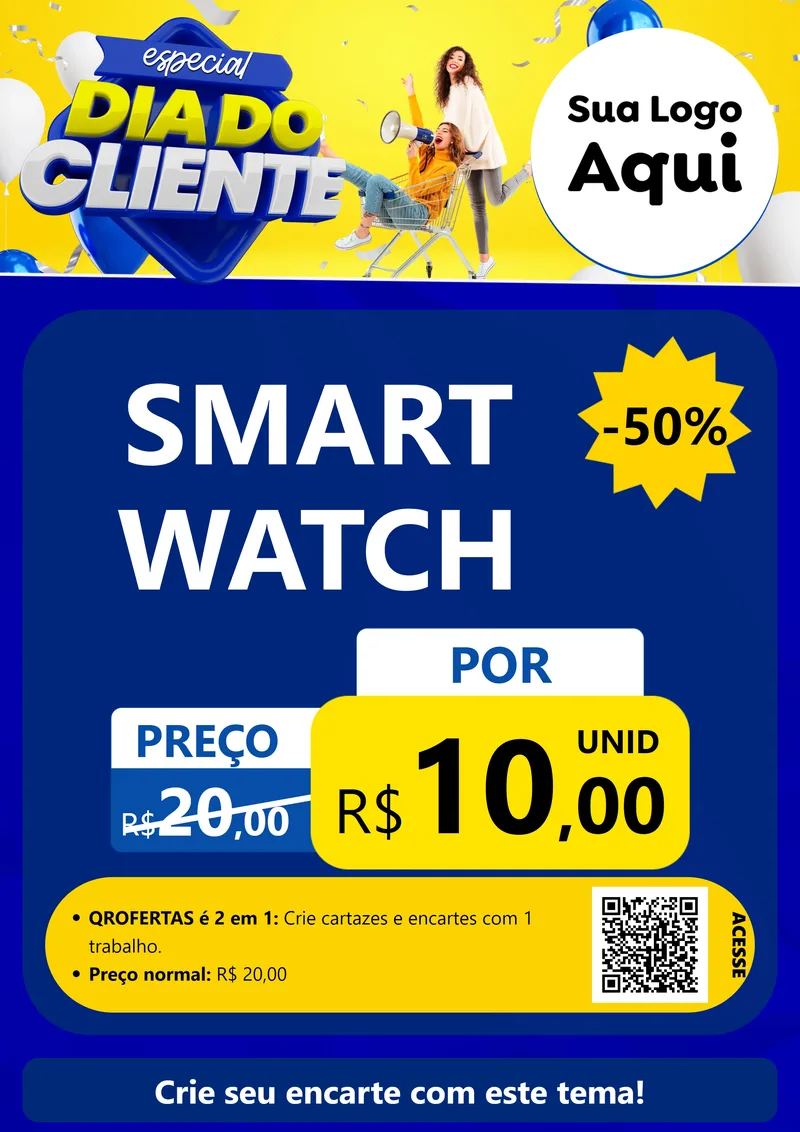 Modelo de Cartaz para Cartaz A4 Vertical com o tema Especial Dia do Cliente para Informática