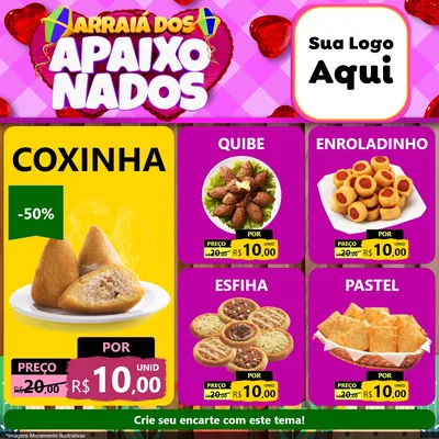 Modelo de Rede Social para Feed Facebook com o tema Arraiá dos Apaixonados para Salgadaria