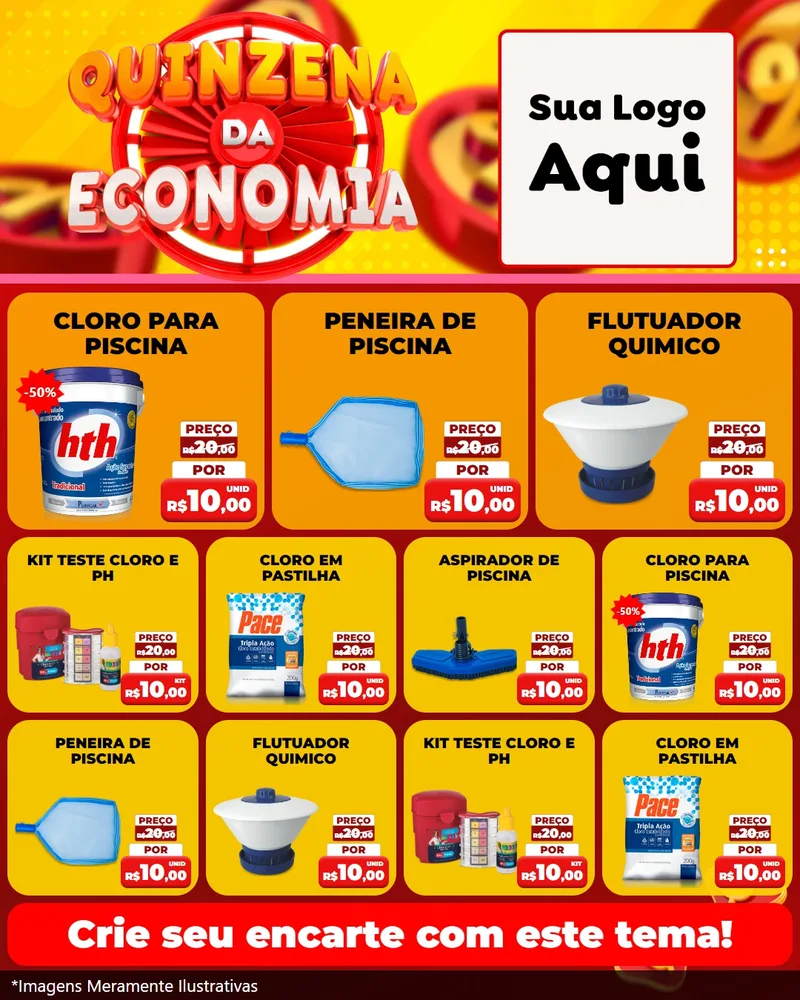 Modelo de Rede Social para Feed Instagram com o tema Quinzena Da Economia para Produtos para Piscina