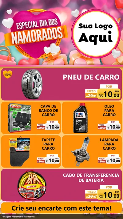 Modelo de TV para TV Vertical com o tema Especial Dia dos Namorados para Auto peças