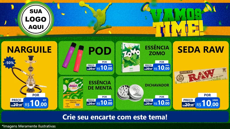 Modelo de TV para TV Horizontal com o tema Vamos Time! para Tabacaria
