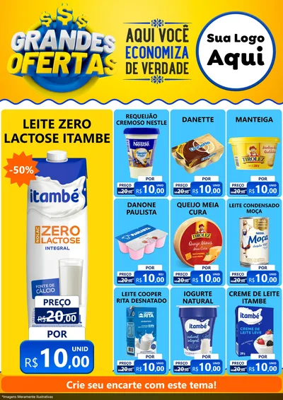 Modelo de Encarte para Encarte A4 Vertical com o tema Grandes Ofertas para Frios e Laticínios
