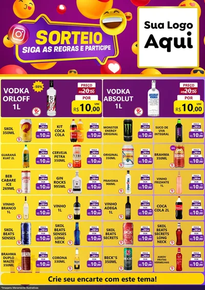 Modelo de Encarte para Encarte A4 Vertical com o tema Sorteio para Distribuidora de bebidas