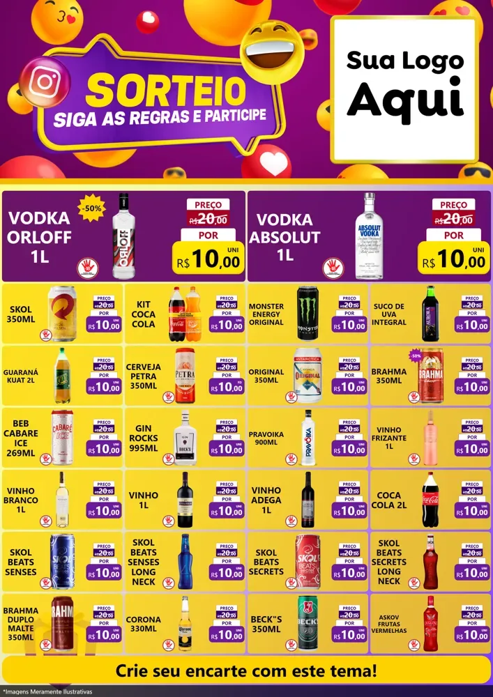 Modelo de Encarte para Encarte A4 Vertical com o tema Sorteio para Distribuidora de bebidas
