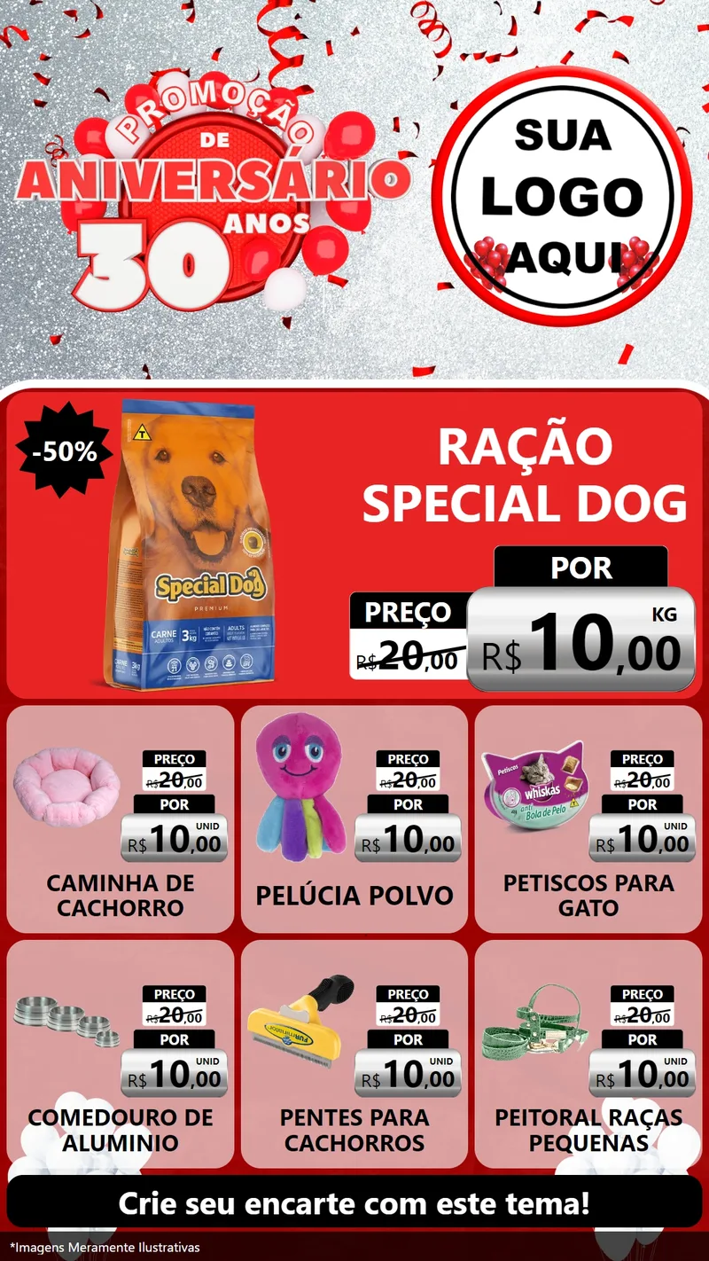 Modelo de Rede Social para Stories com o tema Promoção de Aniversário - 30 Anos para Pet Shop