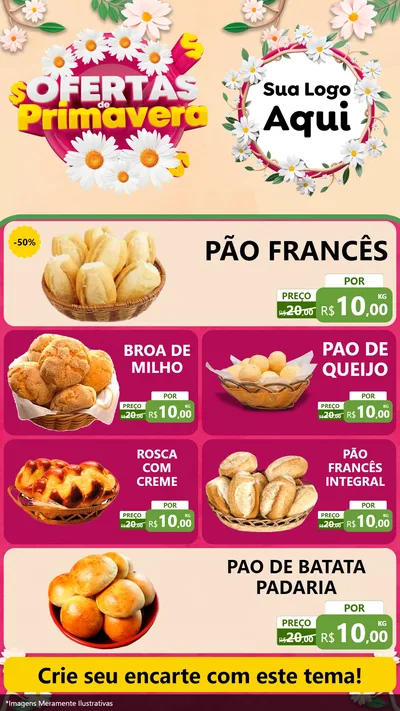 Modelo de TV para TV Vertical com o tema Ofertas de Primavera para Padaria