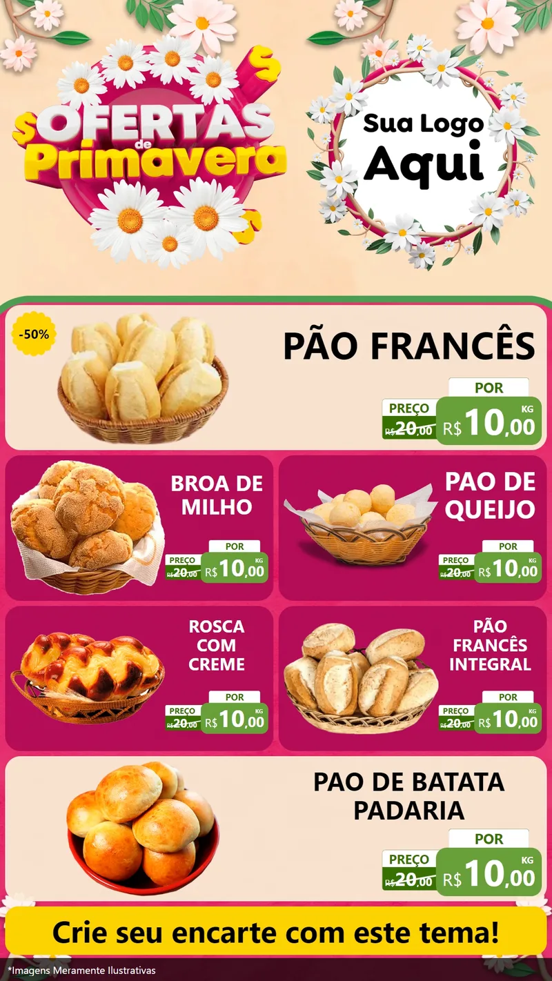Modelo de TV para TV Vertical com o tema Ofertas de Primavera para Padaria
