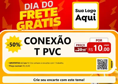 Modelo de Cartaz para Cartaz A4 Horizontal com o tema Dia do Frete Grátis para Tubos e conexões