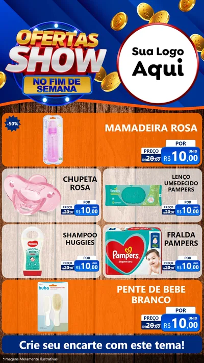 Modelo de TV para TV Vertical com o tema Ofertas Show No Fim De Semana para Bebês