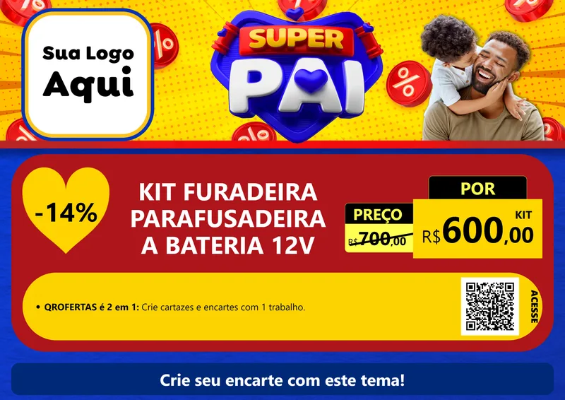 Modelo de Cartaz para Cartaz A4 Horizontal com o tema Super Pai para Maquinas e Ferramentas