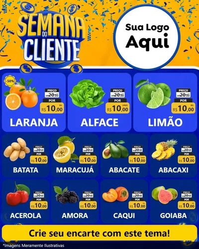 Modelo de Rede Social para Feed Instagram com o tema Semana do Cliente para Hortifrúti