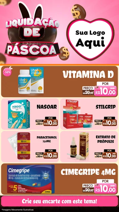 Modelo de TV para TV Vertical com o tema Liquidação de Páscoa para Farmácia