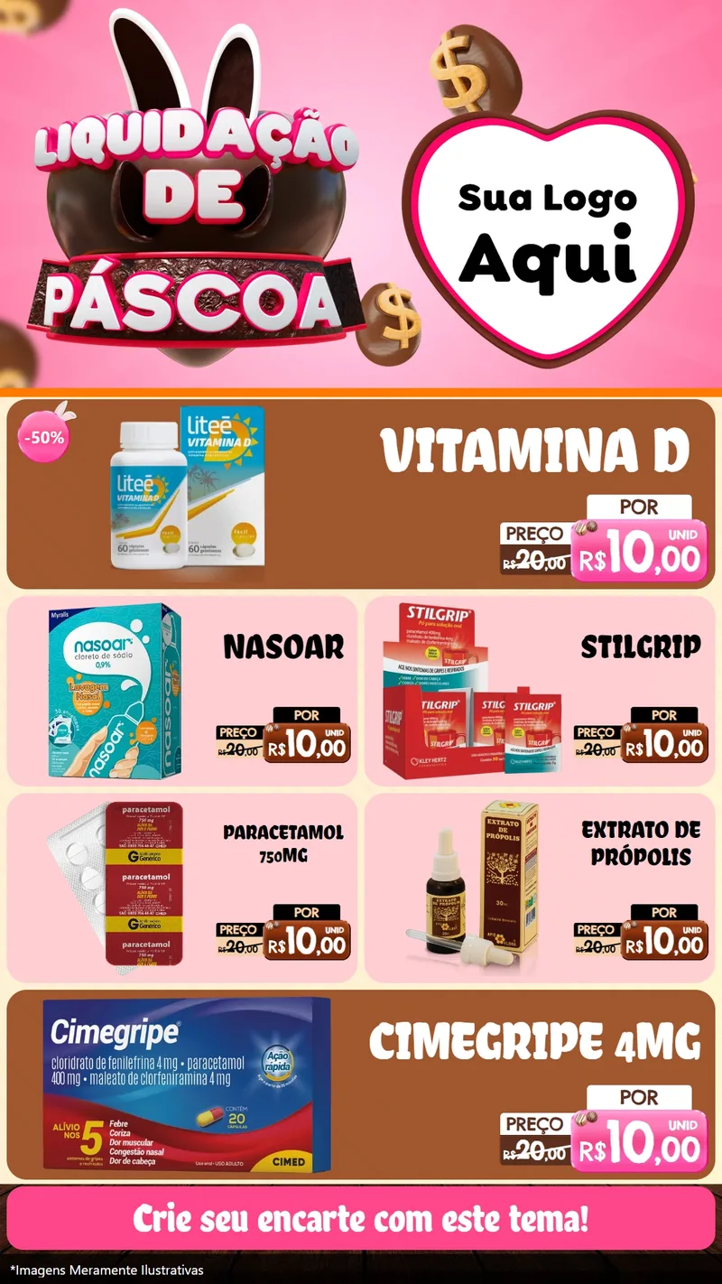 Modelo de TV para TV Vertical com o tema Liquidação de Páscoa para Farmácia