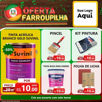 Modelo de Rede Social para Feed Facebook com o tema Oferta Farroupilha para Tintas e Ferramentas