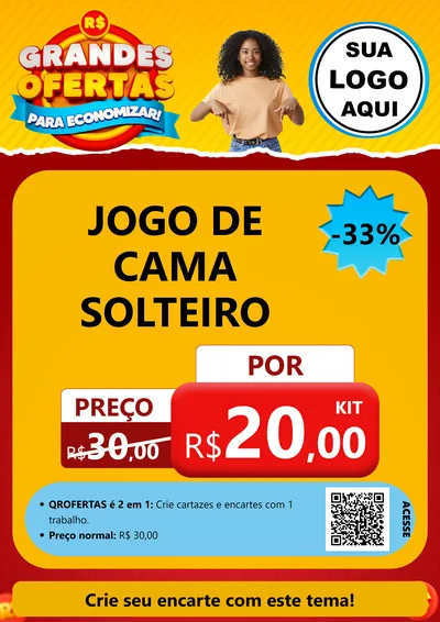 Modelo de Cartaz para Cartaz A4 Vertical com o tema Grandes Ofertas Para Economizar! para Cama, Mesa e Banho