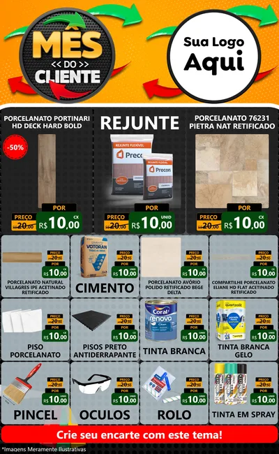 Modelo de Encarte para Encarte Grande com o tema Mês do Cliente para Pisos e revestimentos