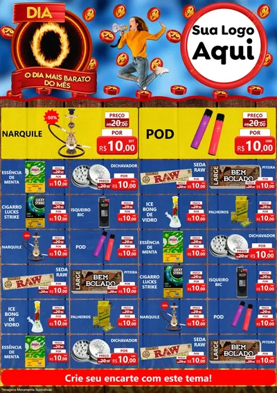 Modelo de Encarte para Encarte A4 Vertical com o tema Dia O - O Dia Mais Barato Do Mês para Tabacaria