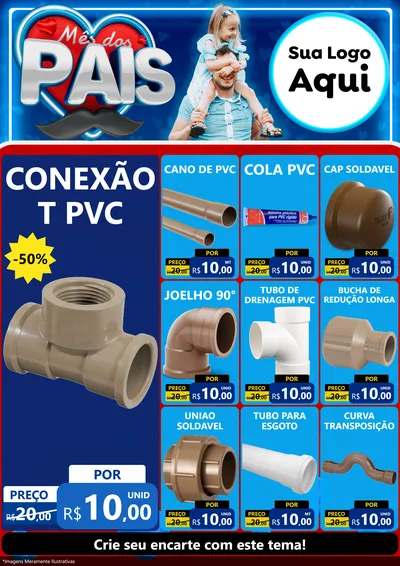 Modelo de Encarte para Encarte A4 Vertical com o tema Mês Dos Pais para Tubos e conexões
