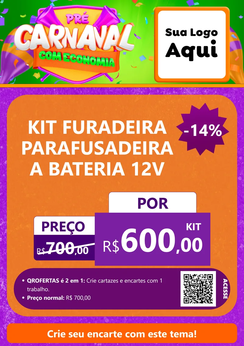 Modelo de Cartaz para Cartaz A4 Vertical com o tema Pré-Carnaval Com Economia para Maquinas e Ferramentas