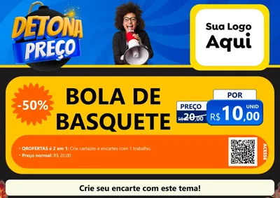 Modelo de Cartaz para Cartaz A4 Horizontal com o tema Detona Preços para Artigos Esportivos