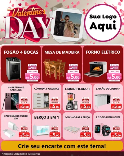 Modelo de Rede Social para Feed Instagram com o tema Valentine's Day para Móveis e Eletro