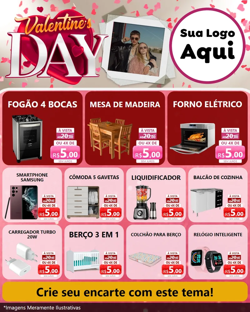Modelo de Rede Social para Feed Instagram com o tema Valentine's Day para Móveis e Eletro