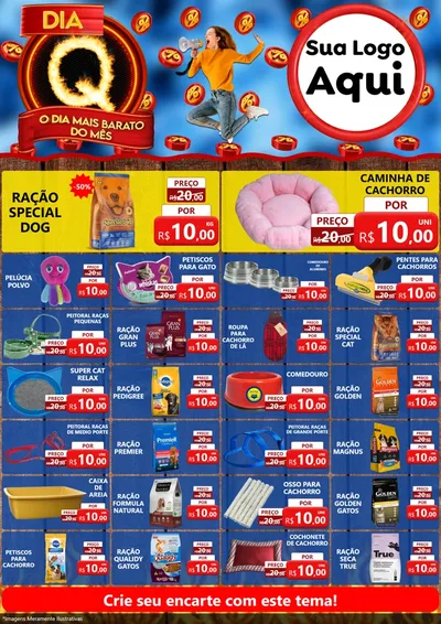 Modelo de Encarte para Encarte A4 Vertical com o tema Dia Q - O Dia Mais Barato Do Mês para Pet Shop