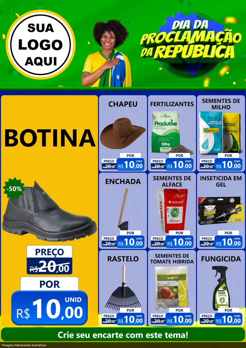 Modelo de Encarte para Encarte A4 Vertical com o tema Dia Da Proclamação Da República para Agropecuária