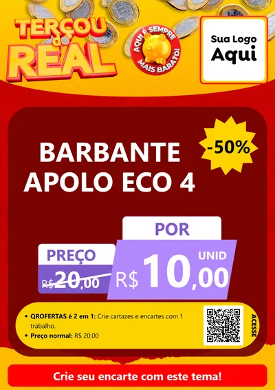 Modelo de Cartaz para Cartaz A4 Vertical com o tema Terçou do Real para Armarinho e Aviamentos